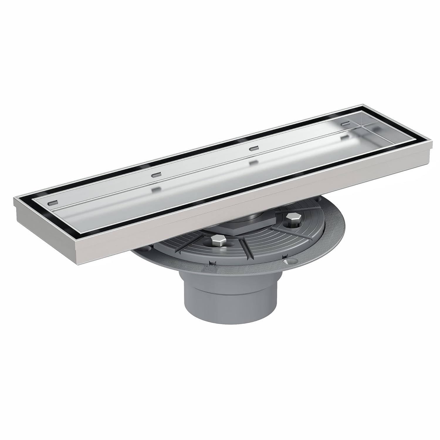 Neodrain 12-Inch Linear Shower Drain with 2-in-1 Flat & Tile Insert Cover, Brushed 304 Stainless Steel Rectangle Shower Floor Drain,Floor Shower Drain with Hair Strainer 12 In Stainless Steel