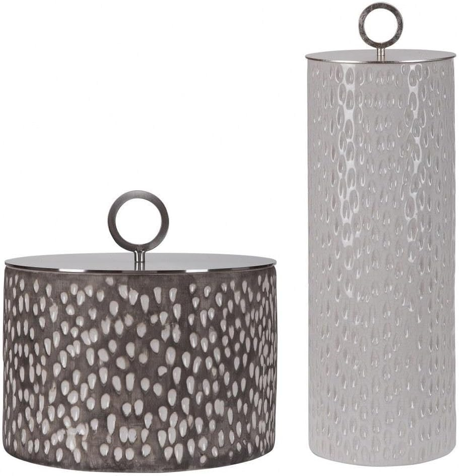 Bowery Hill Modern Ceramic Container in Off White (Set of 2)