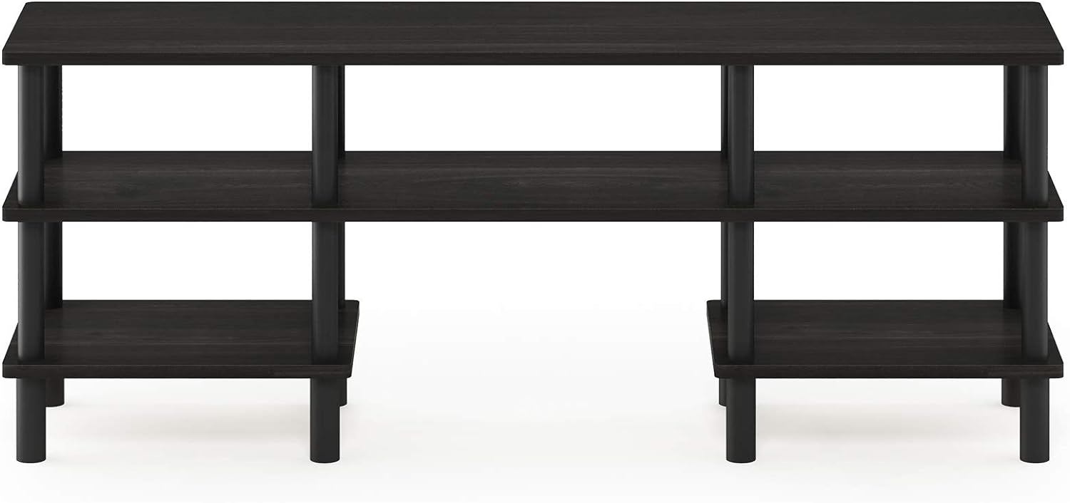 Furinno Turn-N-Tube 3-Tier Multipurpose Wide Shelf TV Stand, Espresso/Black