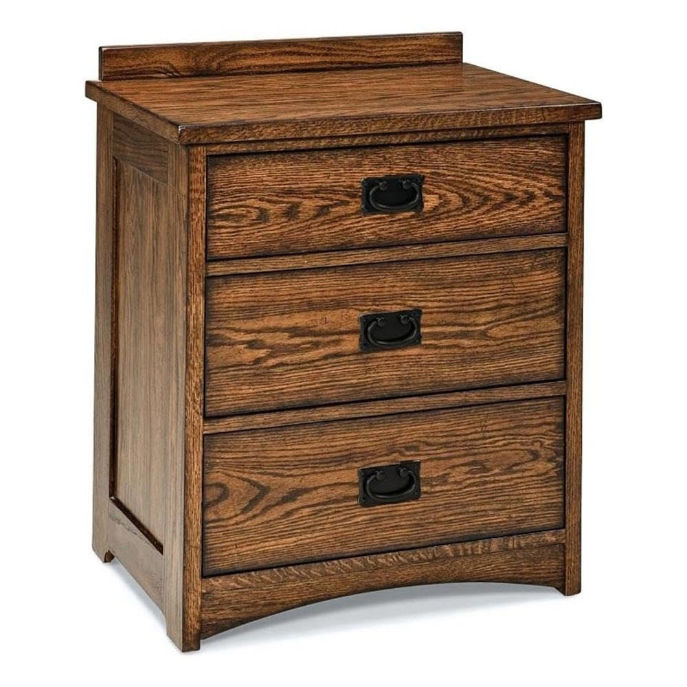 Mission Finish Oak 3-Drawer Nightstand with Charging Station