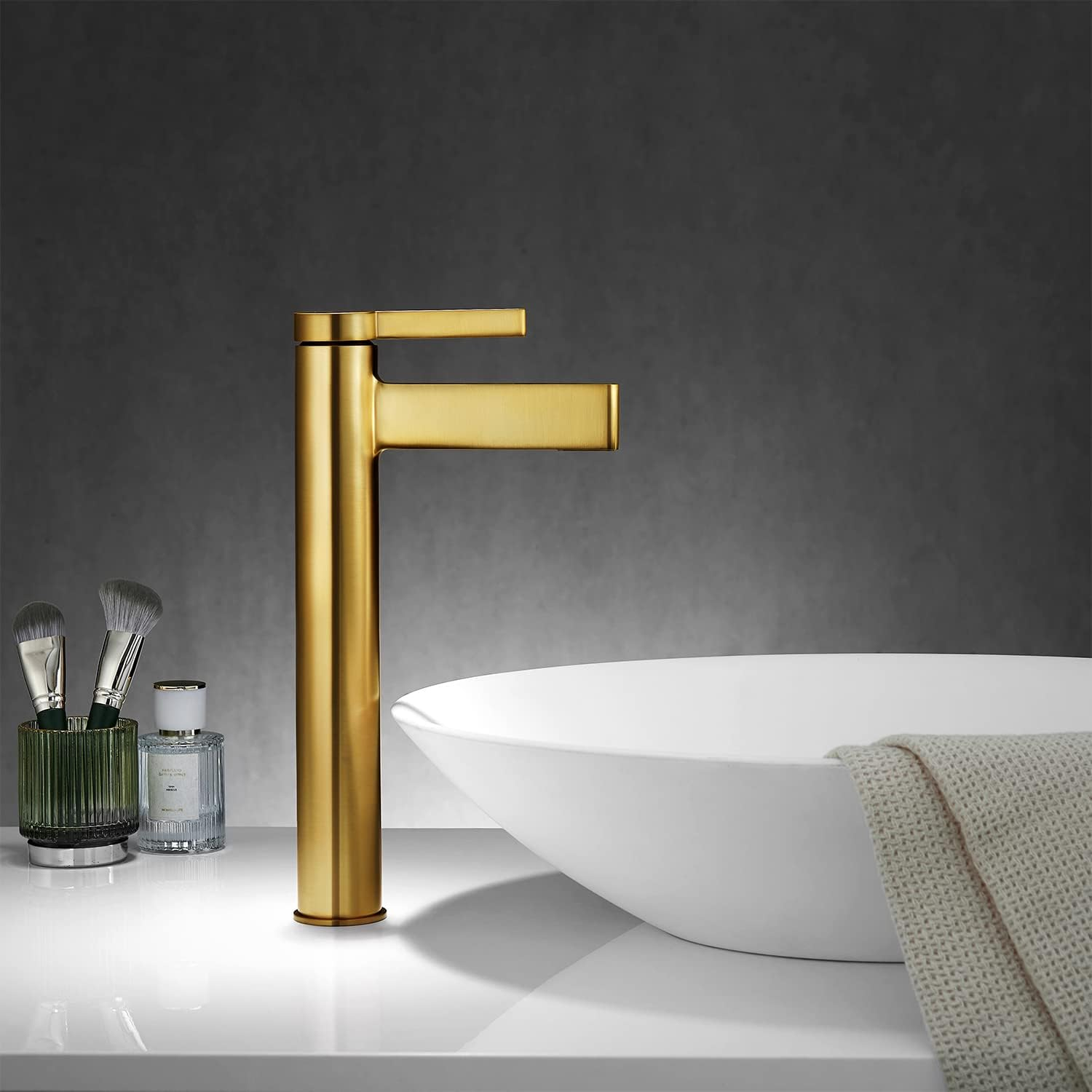 Brushed Gold Stainless Steel Single Lever Bathroom Faucet