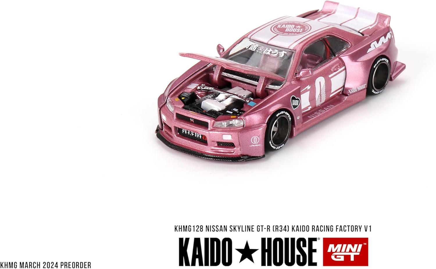 (Pre-order) Kaido House x Mini GT Nissan Skyline GT-R R34 Kaido Racing Factory V1 - Pink