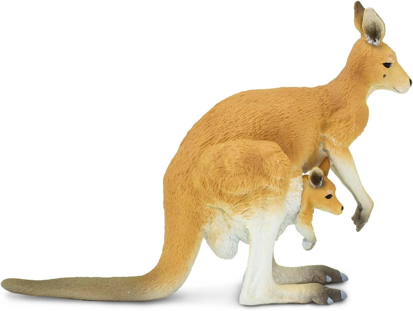 Hand-Painted Light Orange Red Kangaroo with Joey Educational Toy