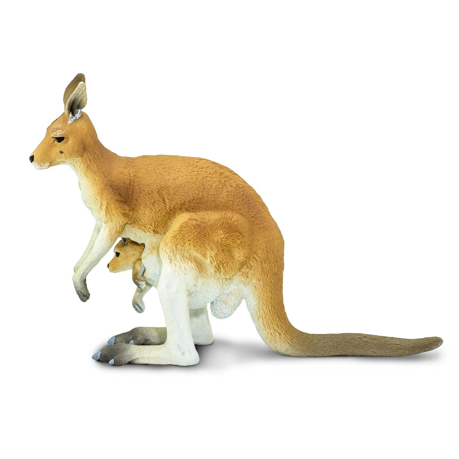 Hand-Painted Light Orange Red Kangaroo with Joey Educational Toy