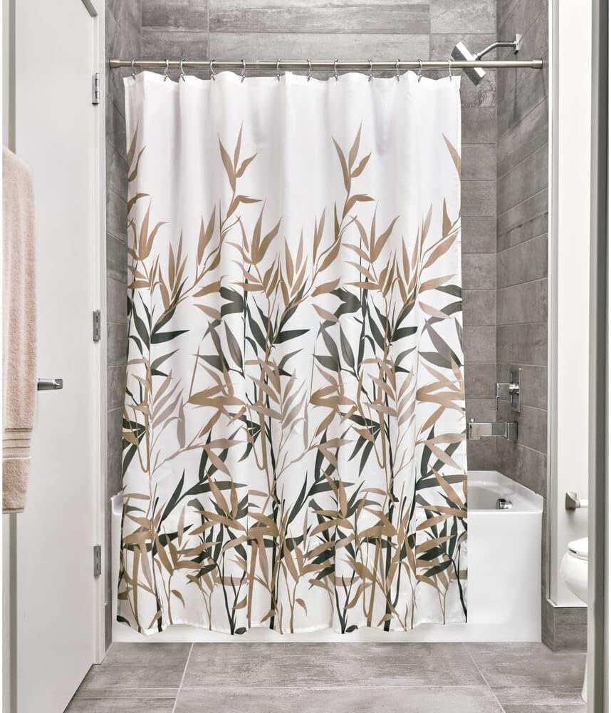 iDesign Black and Tan Polyester Standard Shower Curtain, 72" x 72"