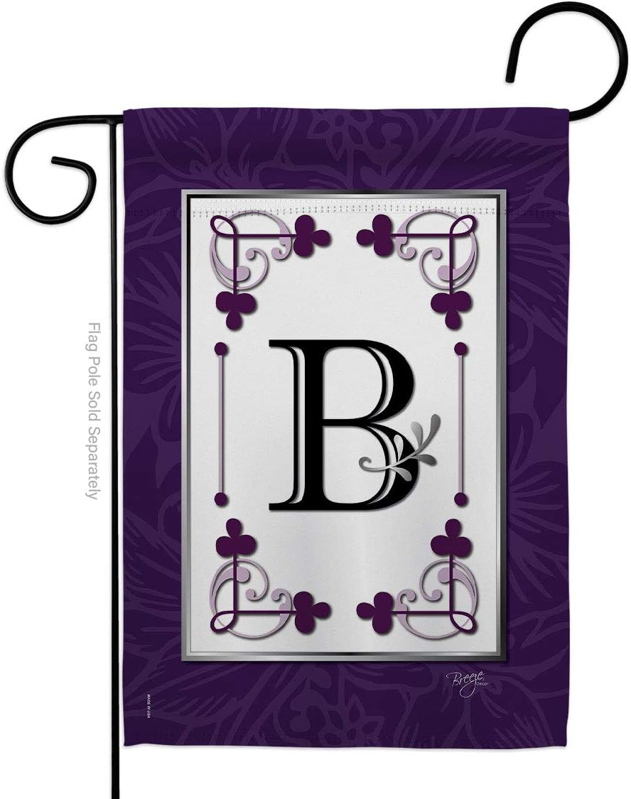 Breeze Decor 80002 Classic B Monogram 2-Sided Impression Garden Flag - 13 x 18.5 in.