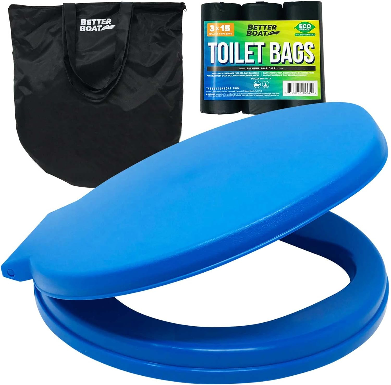 Portable Camping Toilet Kit, 5-Gallon & 8-Gallon Bucket Toilet Seat with Lid, Waste Bags & Carry Case for Boating, Outdoor, Travel, and Emergency Use. Ideal Bathroom Solution for Adults