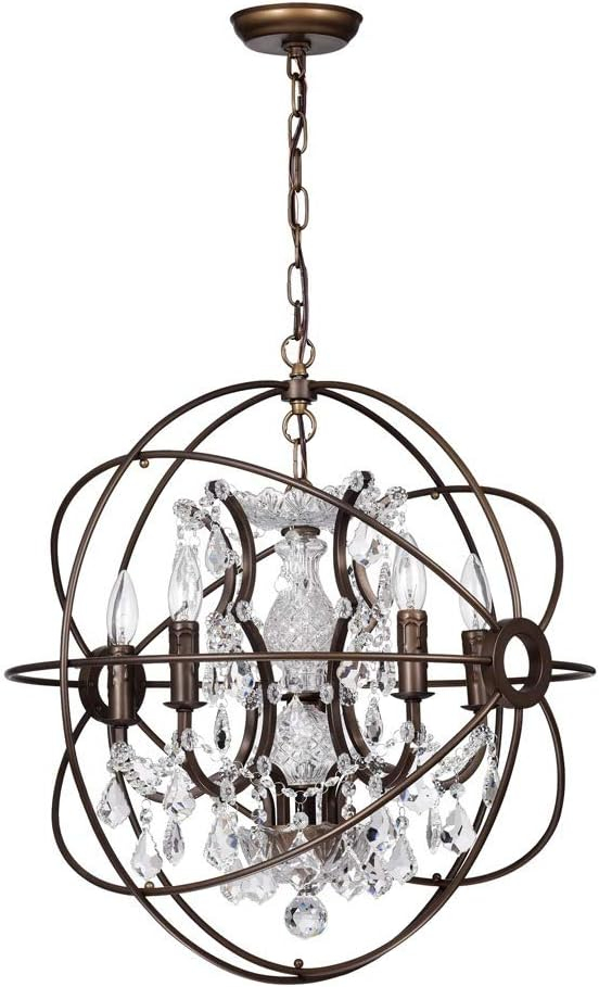 Warehouse of Tiffany Planetshaker II Antique Bronze and Crystal 6-light Chandelier