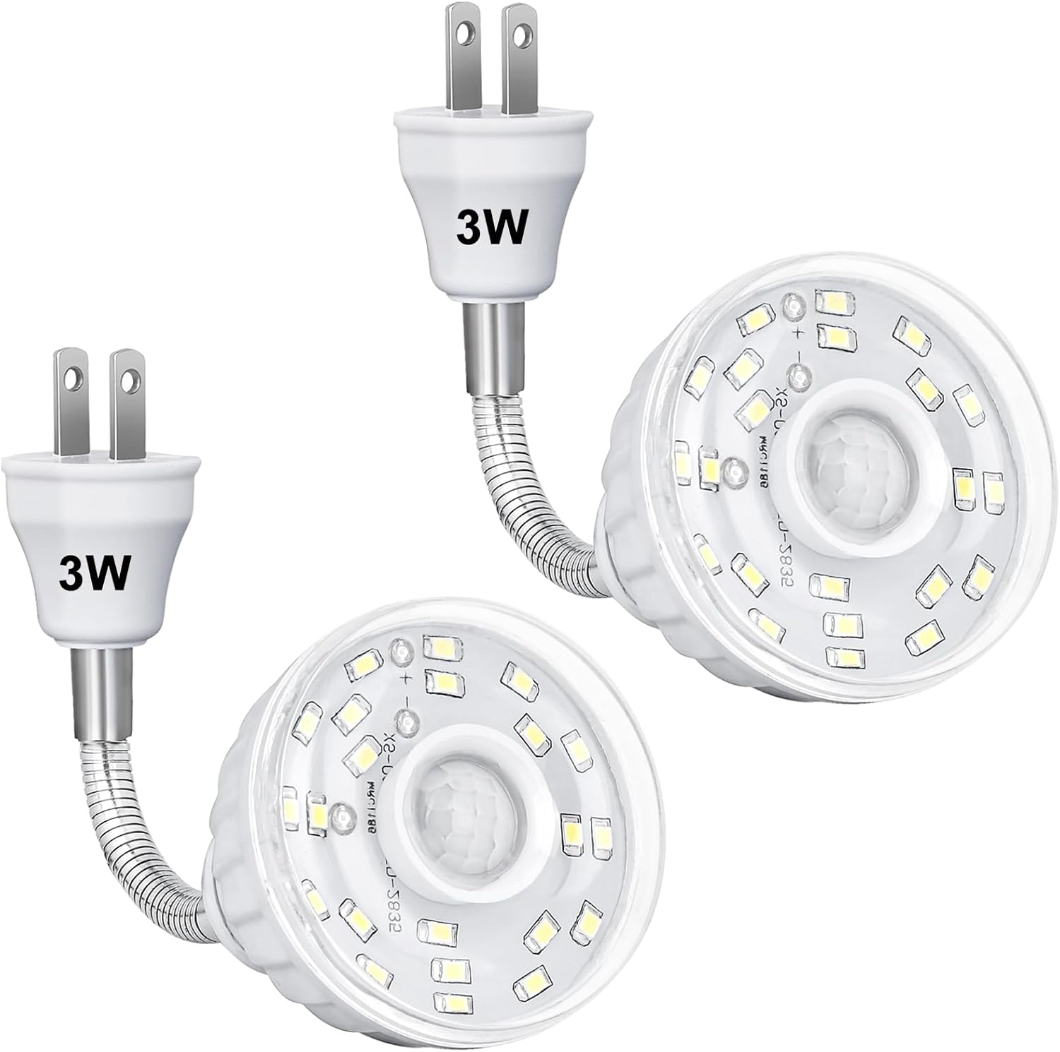 Plug in Motion Sensor Night Light Indoor, PIR Infrared Motion-Activated LED Night Light for AC Outlet,Dusk to Dawn Sensor Smartlight,360° Directional Rotating for Garage Stairway, 5W White