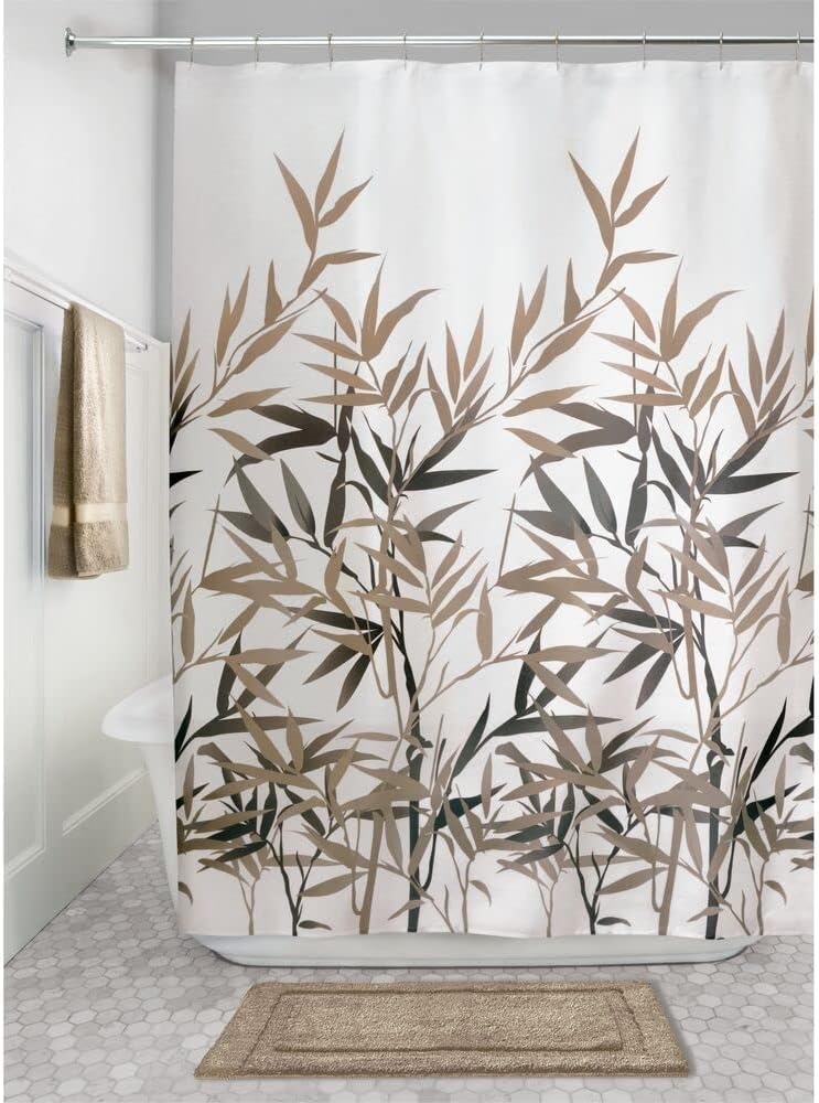 iDesign Black and Tan Polyester Standard Shower Curtain, 72" x 72"