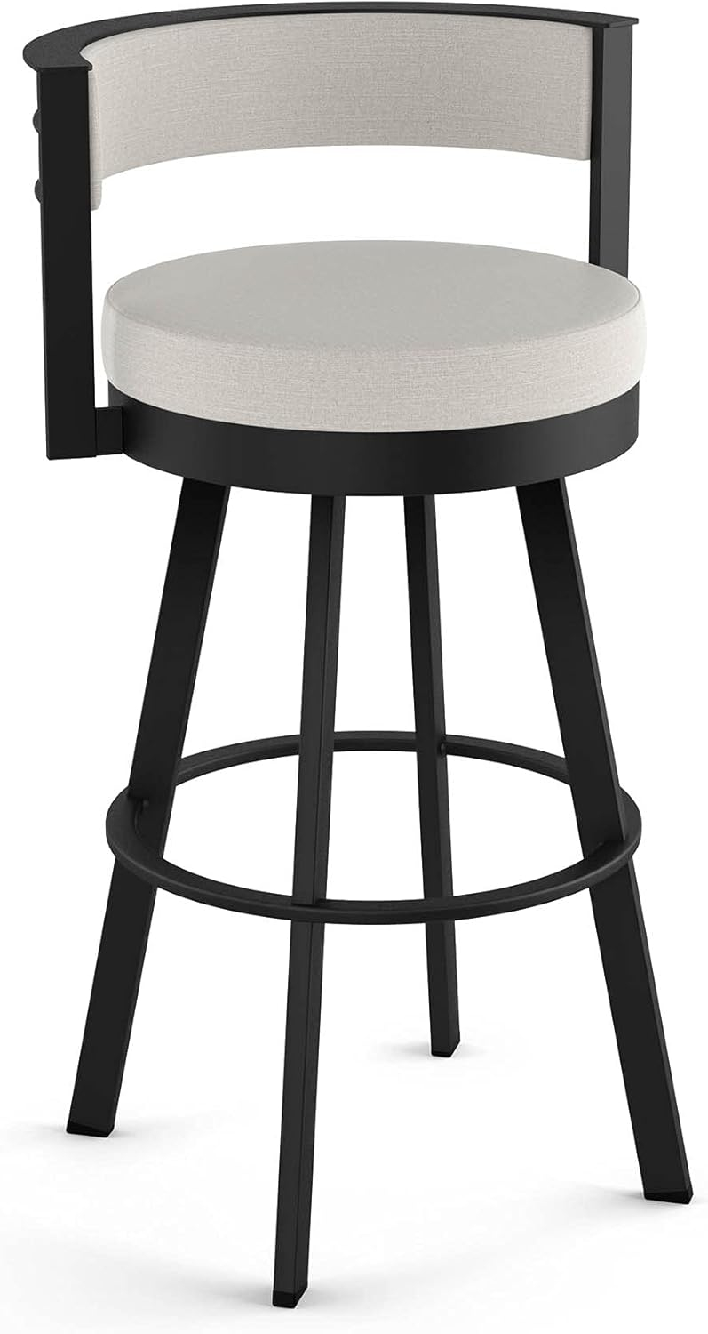Browser 26 in. Light Grey Polyester/Black Metal Swivel Counter Stool