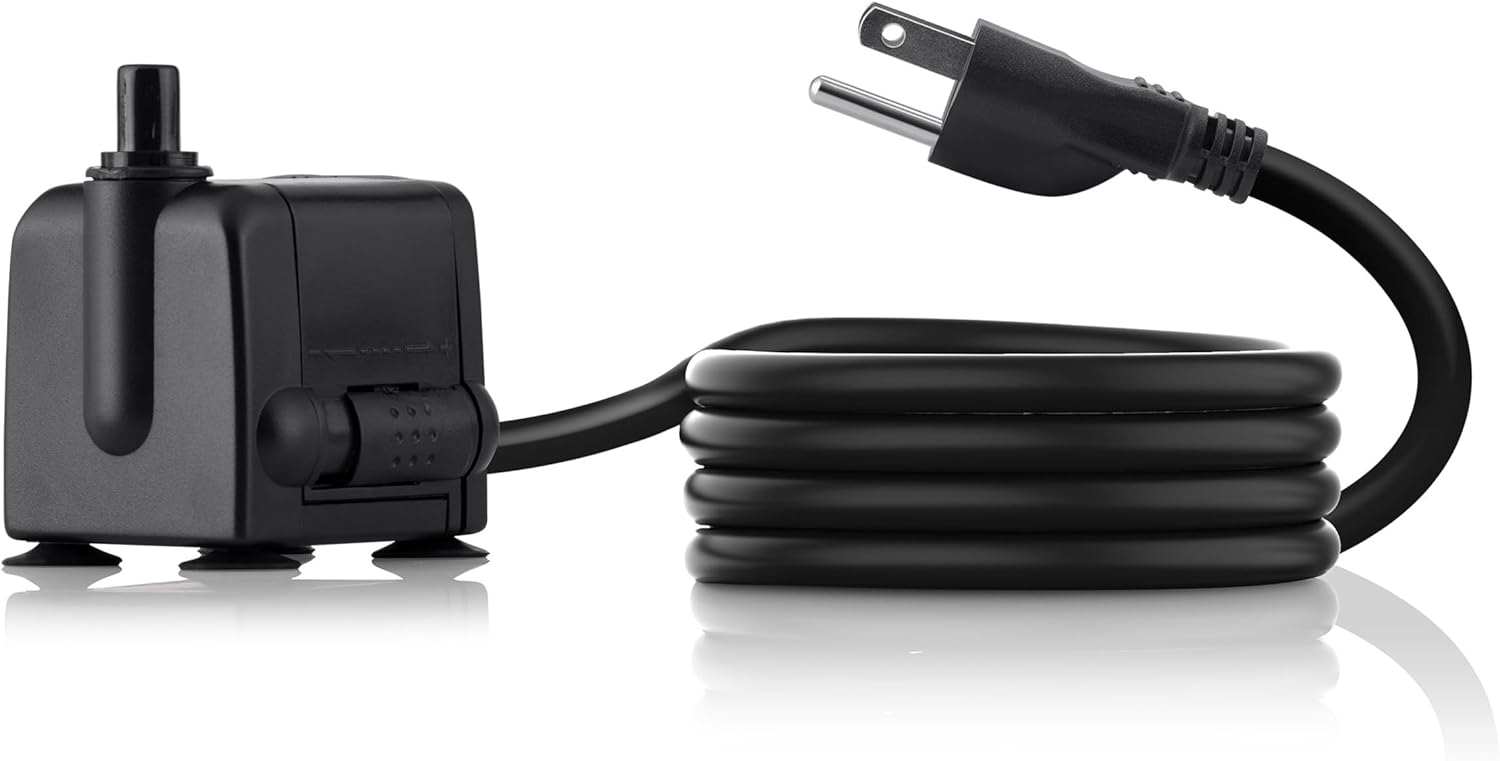 Compact Black Ceramic Submersible Pond Pump with 6 ft Cord