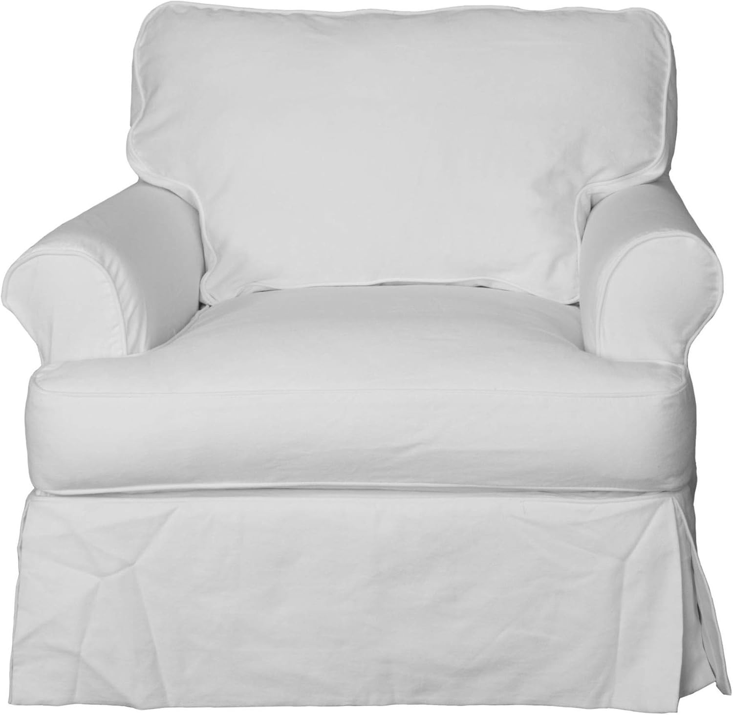 Sunset Trading Horizon Cotton Slipcover for T-Cushion Chair in Warm White