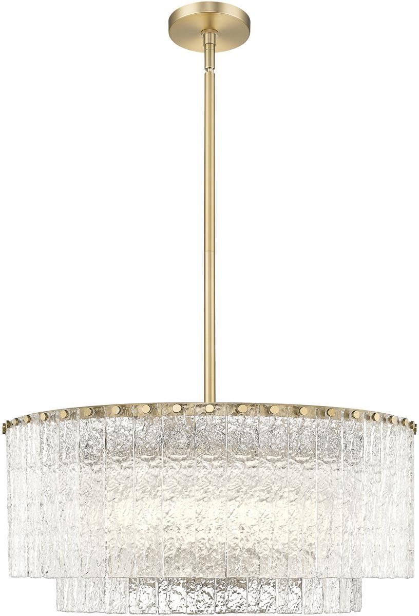 Glacier Modern Gold and Glass Two-Tier Pendant Light