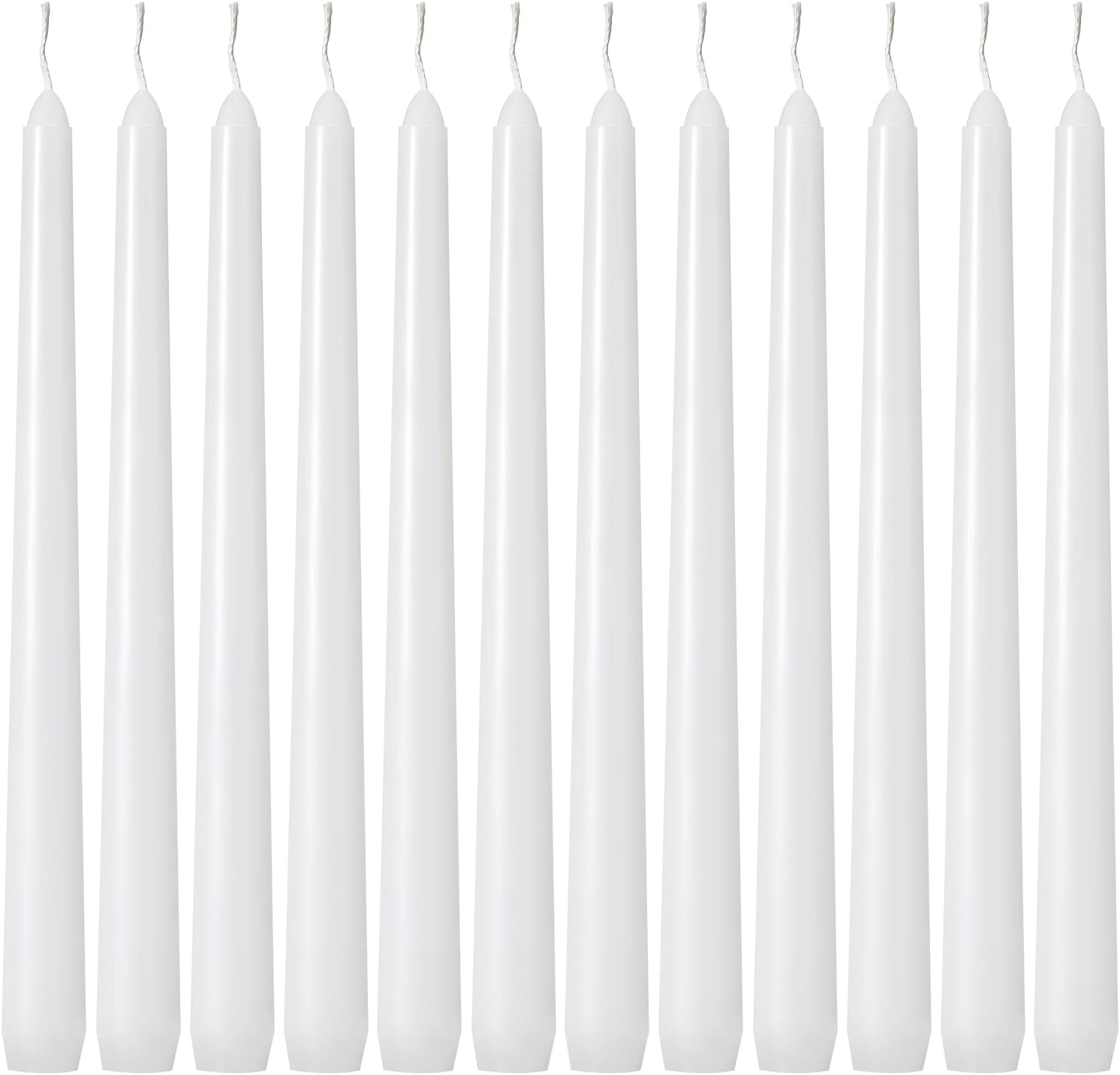 Kedtui Taper Candles 10 inch (H) Dripless, Set of 24 White Unscented and Smokeless Taper Candles Long Burning, Paraffin Wax with Cotton Wicks for Burning 8 Hours Time