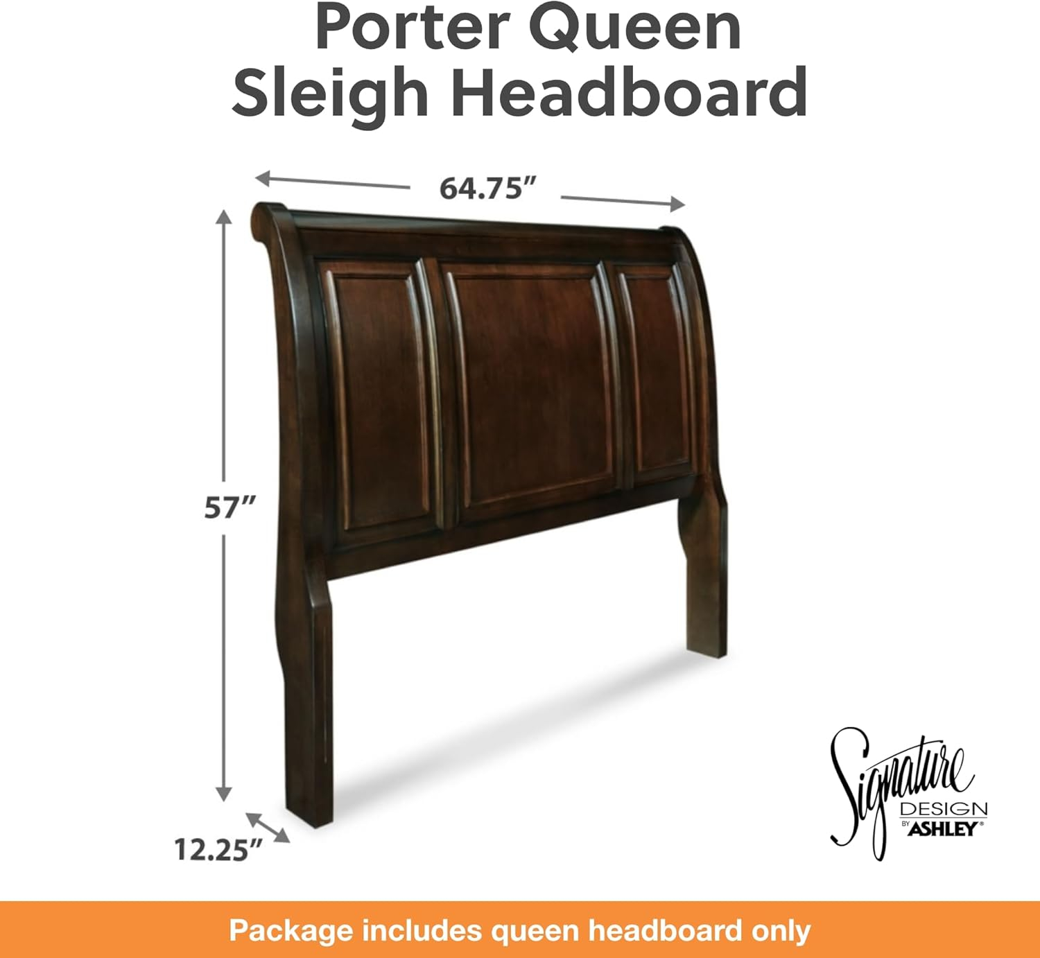 Signature Design by Ashley Casual Porter Queen Sleigh Headboard  Rustic Brown