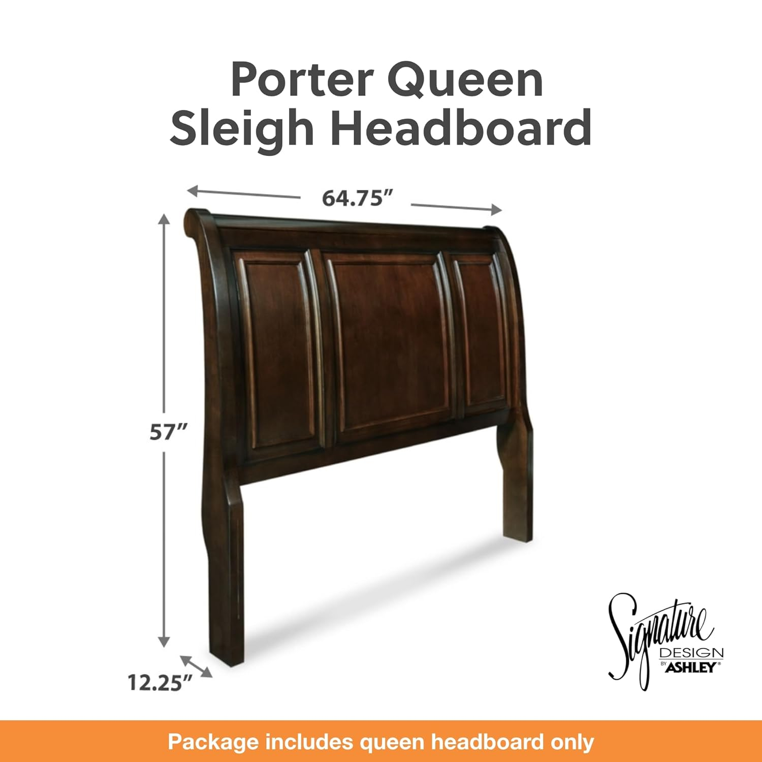 Signature Design by Ashley Casual Porter Queen Sleigh Headboard  Rustic Brown