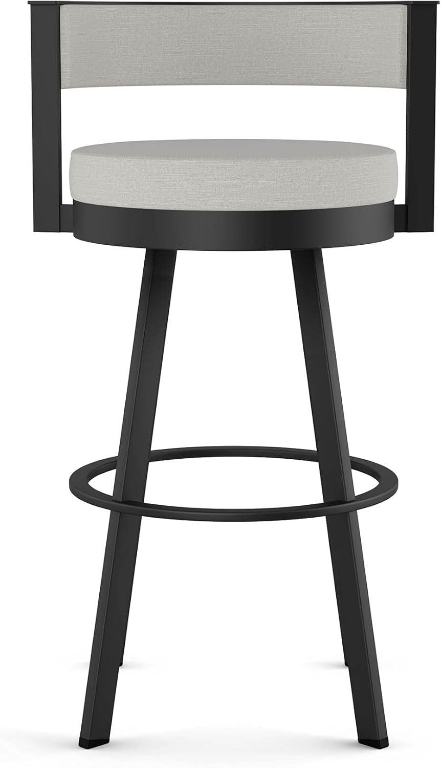 Browser 26 in. Light Grey Polyester/Black Metal Swivel Counter Stool