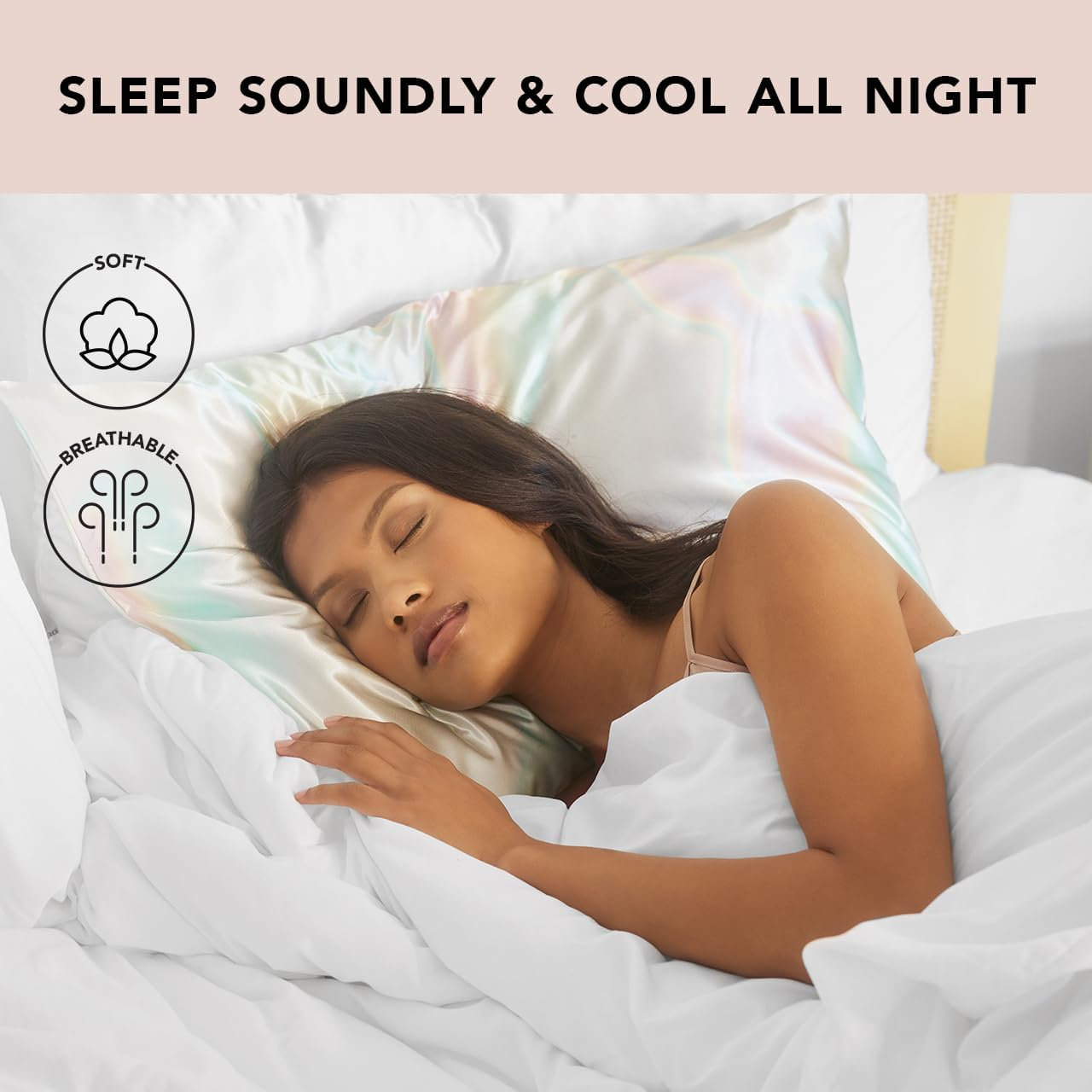 Kitsch Satin Pillowcase with Zipper for Hair & Skin, Softer Than Silk Pillow Cases Queen, Wrinkle-Free, Smooth and Cooling Satin Pillow Covers, Standard Size 19"x26" - Aura