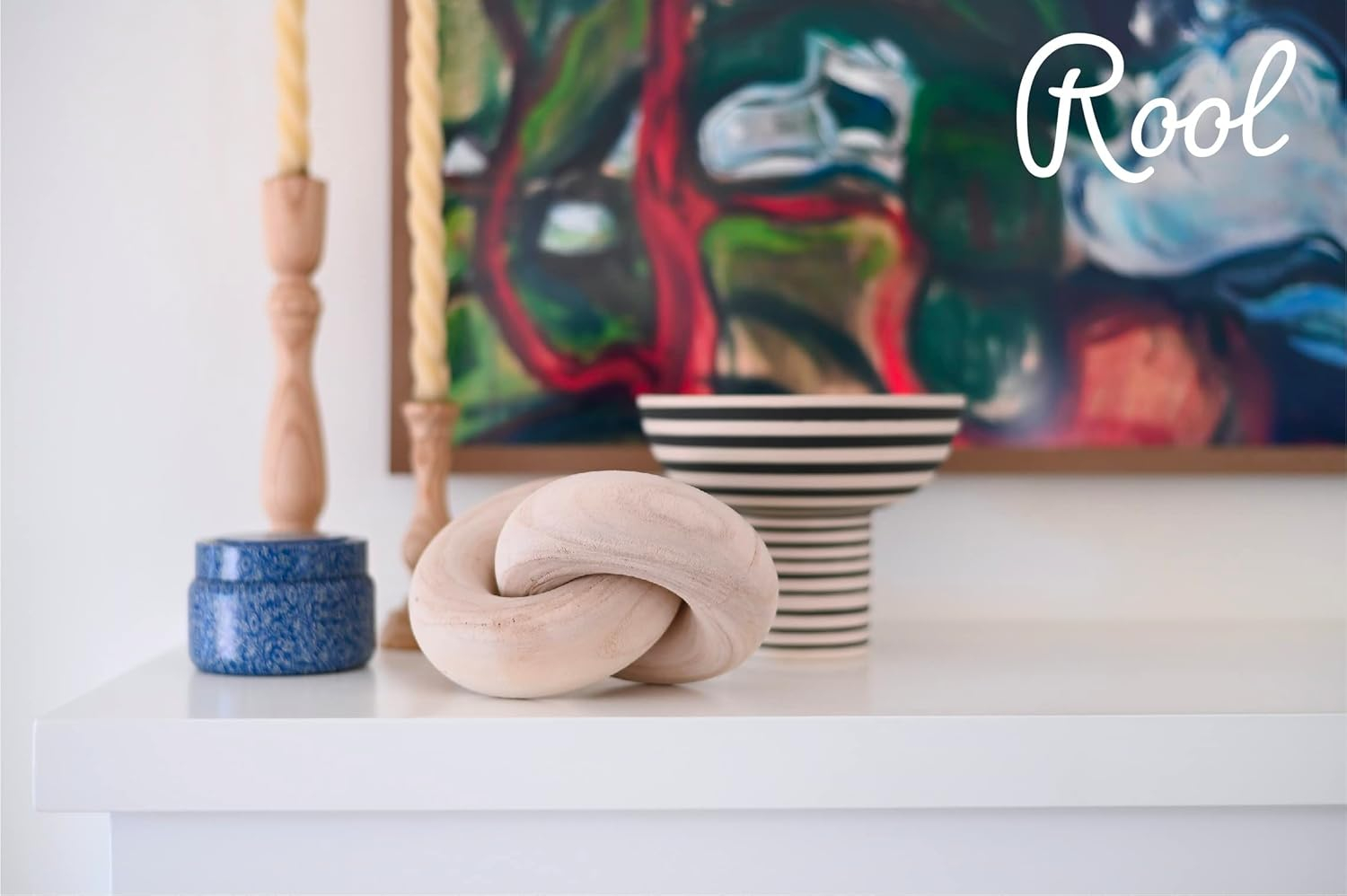 Natural Light Brown Wooden Chain Link Knot Figurine