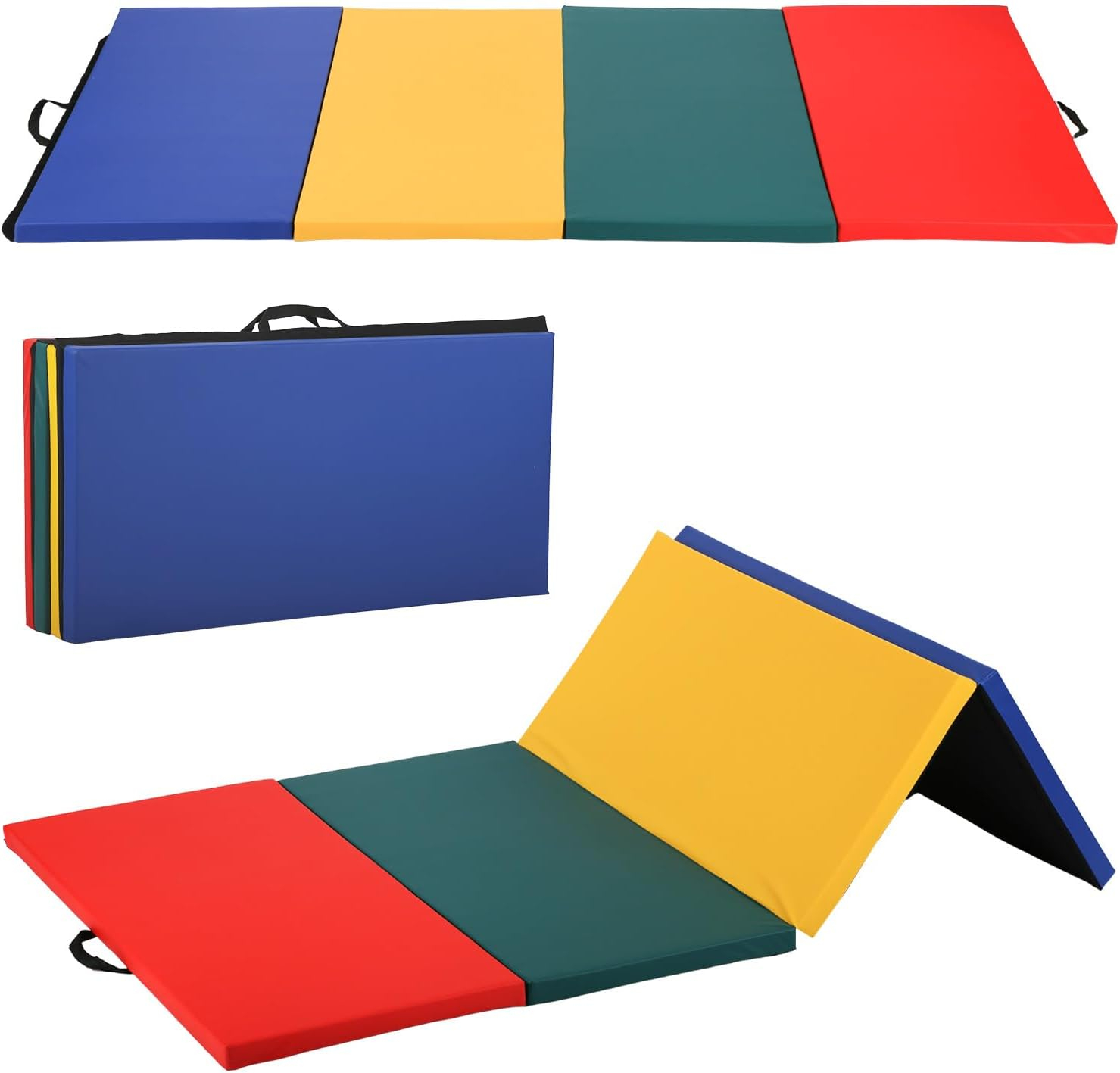 Gymnastics Mats Tumbling Mats Foldable Portable Gymnastics Exercise Mat Thick Gymnastics Tumbling Mats Exercise Pad Home Exercise Panel Mat With Carrying Handles
