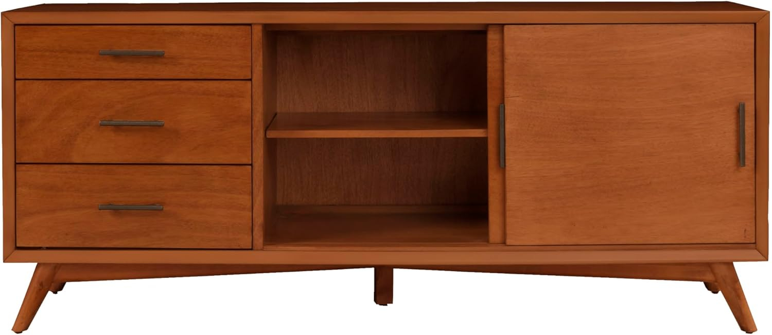 Alpine Furniture Flynn Large Wood TV Console in Acorn Brown