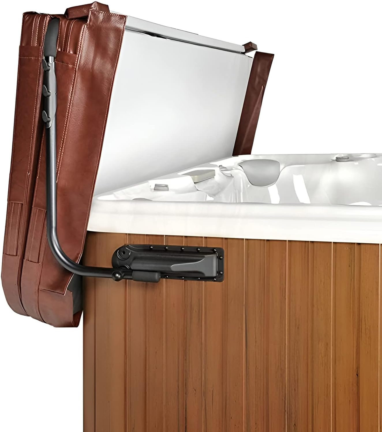 Powder-Coated Aluminum Spa and Hot Tub Cover Lift with Towel Rack