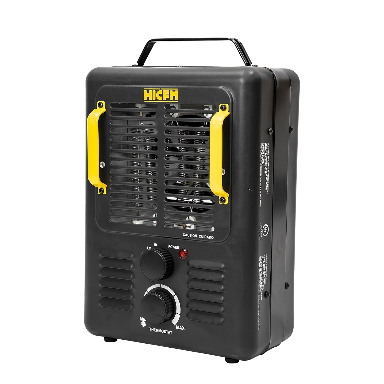 HiCFM Milkhouse Space Heater, 1300W/1500W Electric Heater with Thermostat, Safe and Quiet for Home Office Garage Workshop - UL Safety Listed