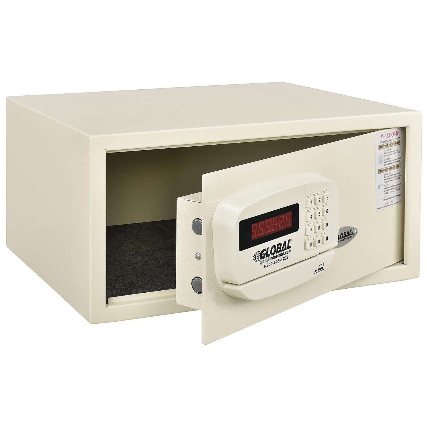 Global Industrial Personal Hotel Safe Electronic Lock with Card Slot Keyed Alike, White - 18 x 15 x 9 in.