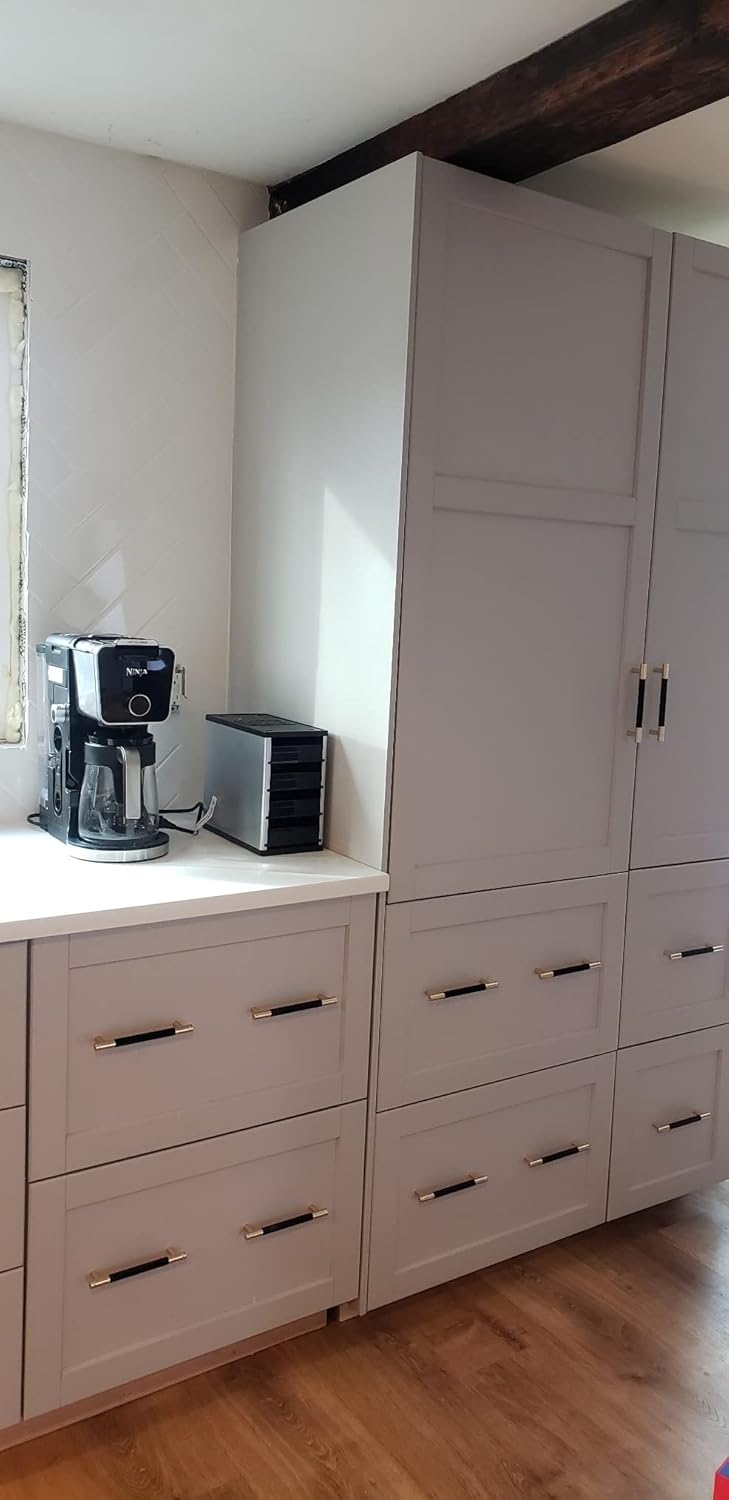 2 Pack 3 Inch 76 mm Bar Cabinet Pulls Gold and Black Knurled Handles for Brushed Gold Drawer Pulls Cupboard Aluminum Handles (3 Inch, Set of 2, Gold and Black)