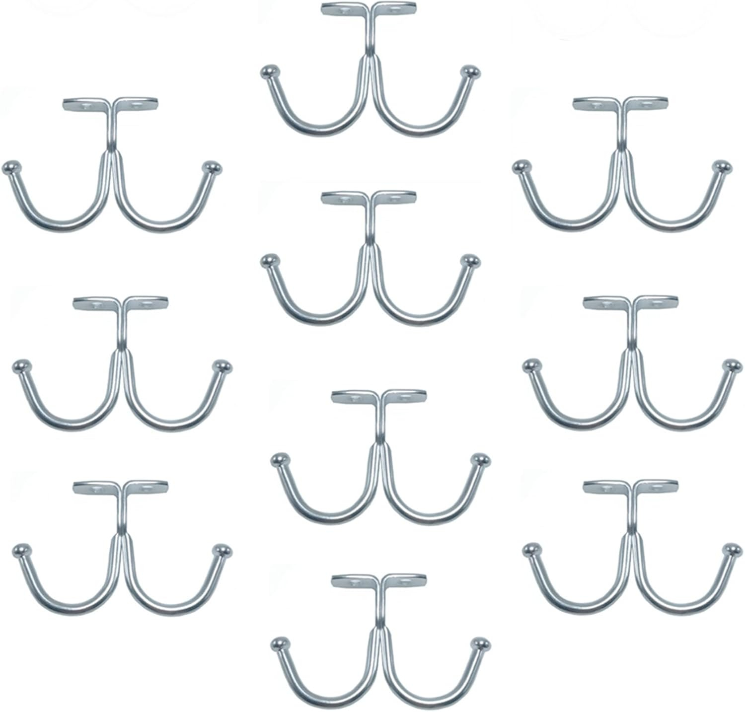 10 Pcs Double Prong Ceiling Hook, Under Cabinet Hooks, Heavy Duty Hook Under Wardrobe Organizer for Hanging Home Office Kitchen Utensils Keys Towel Bags Towel Cup, Garden Plant Hanger Hooks