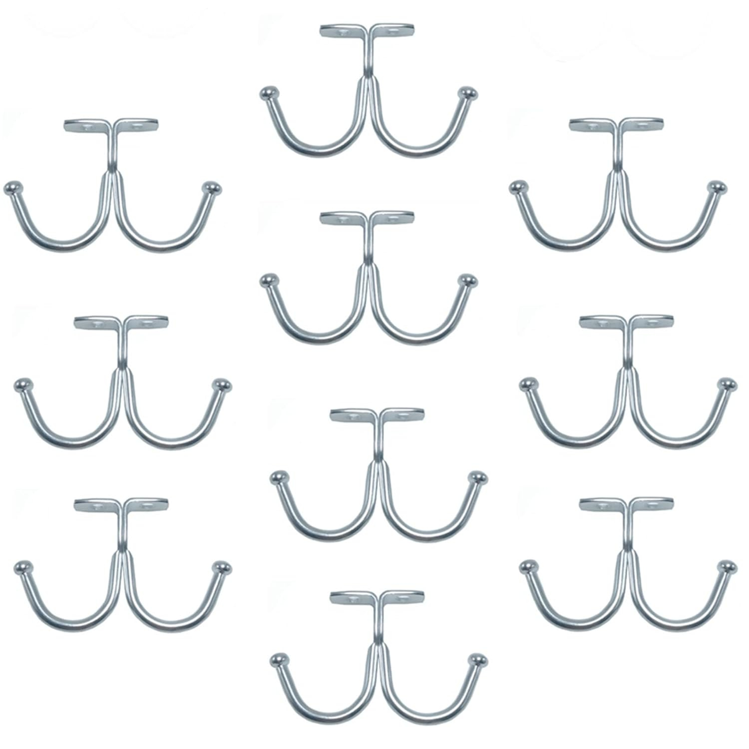 10 Pcs Double Prong Ceiling Hook, Under Cabinet Hooks, Heavy Duty Hook Under Wardrobe Organizer for Hanging Home Office Kitchen Utensils Keys Towel Bags Towel Cup, Garden Plant Hanger Hooks