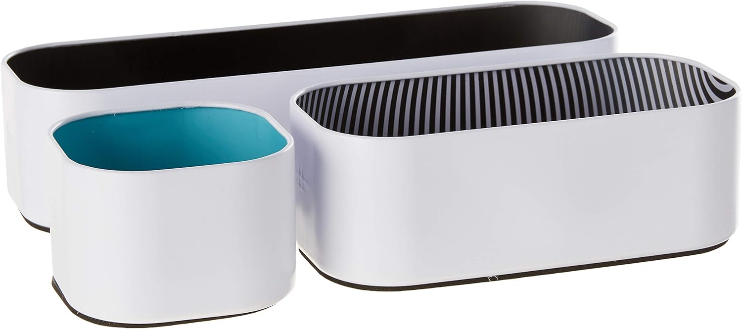 Three By Three Seattle Drawer Organizer Pack of 3, 2", Black/Sky Blue/Stripes (52308)