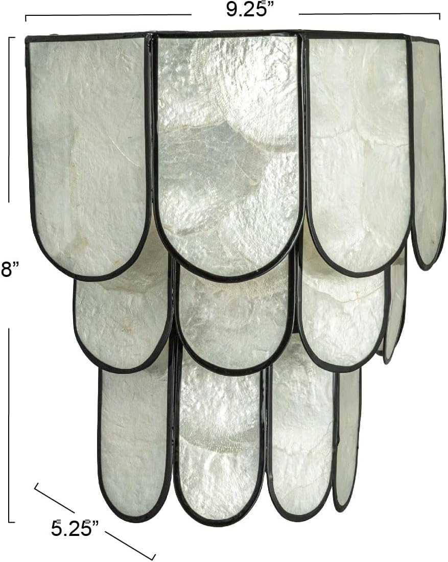 Creative Co-Op 4-Tier Capiz and Metal Wall Sconce, Natural with Black