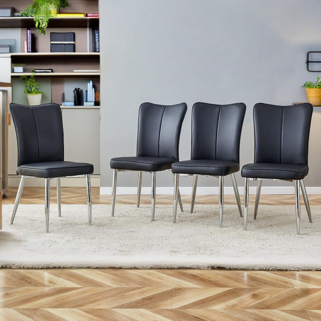 Dining Room Seating Modern minimalist transparent dining chair, plastic chair, armless crystal chair, Nordic creative makeup stool, negotiation chair, silver plated metal leg 6-piece set, TW-1200,Kit