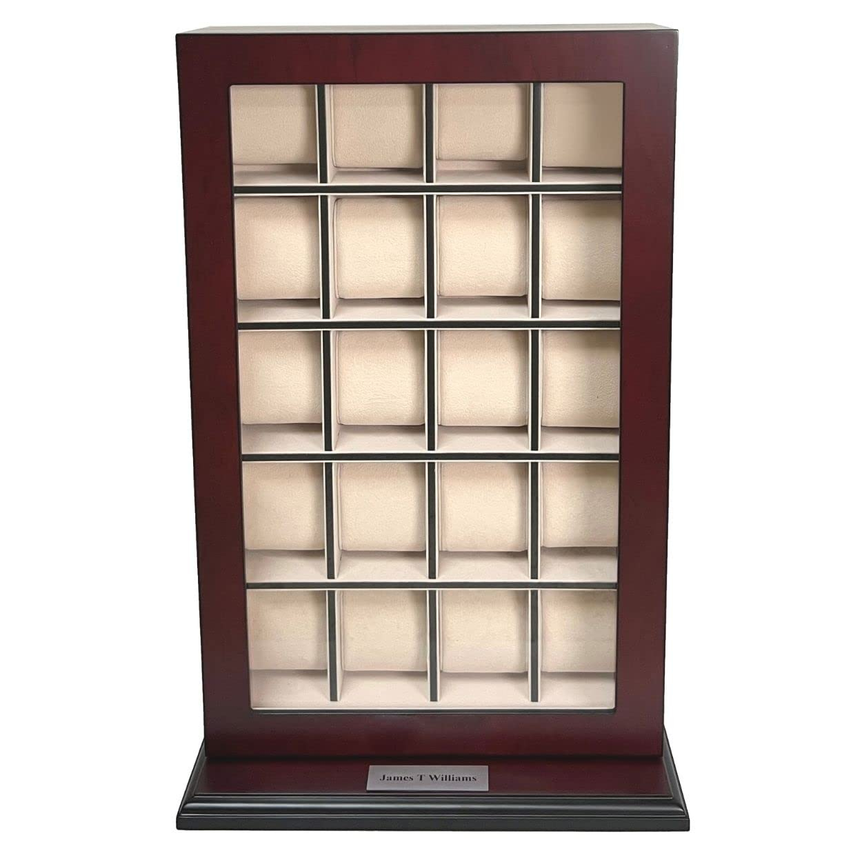 Cherry Wood 30-Slot Wall Mounted Watch Display Case