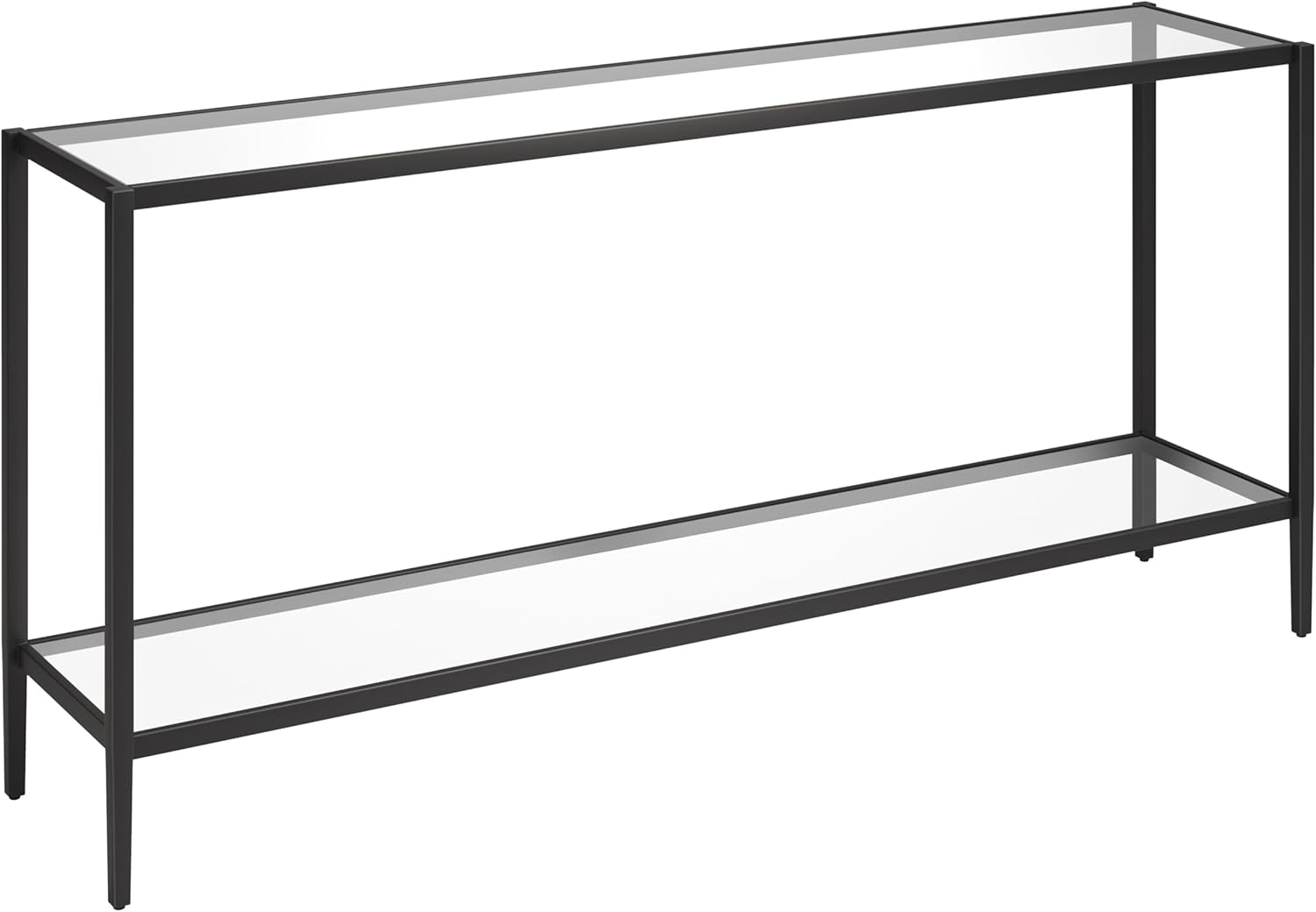 Aurora Modern Mirrored Console Table with Glass Shelf in Blackened Bronze