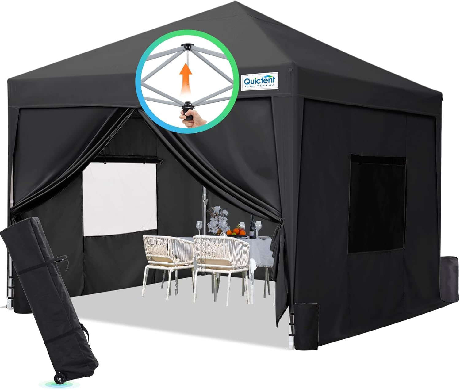 Quictent Privacy 8x8 Pop up Canopy Tent with Sidewalls and Roll-up Ventilated Windows, One Person Setup, Easy Outdoor Commercial Gazebo Shelter Enclosed Waterproof, Bonus 4 Sandbags
