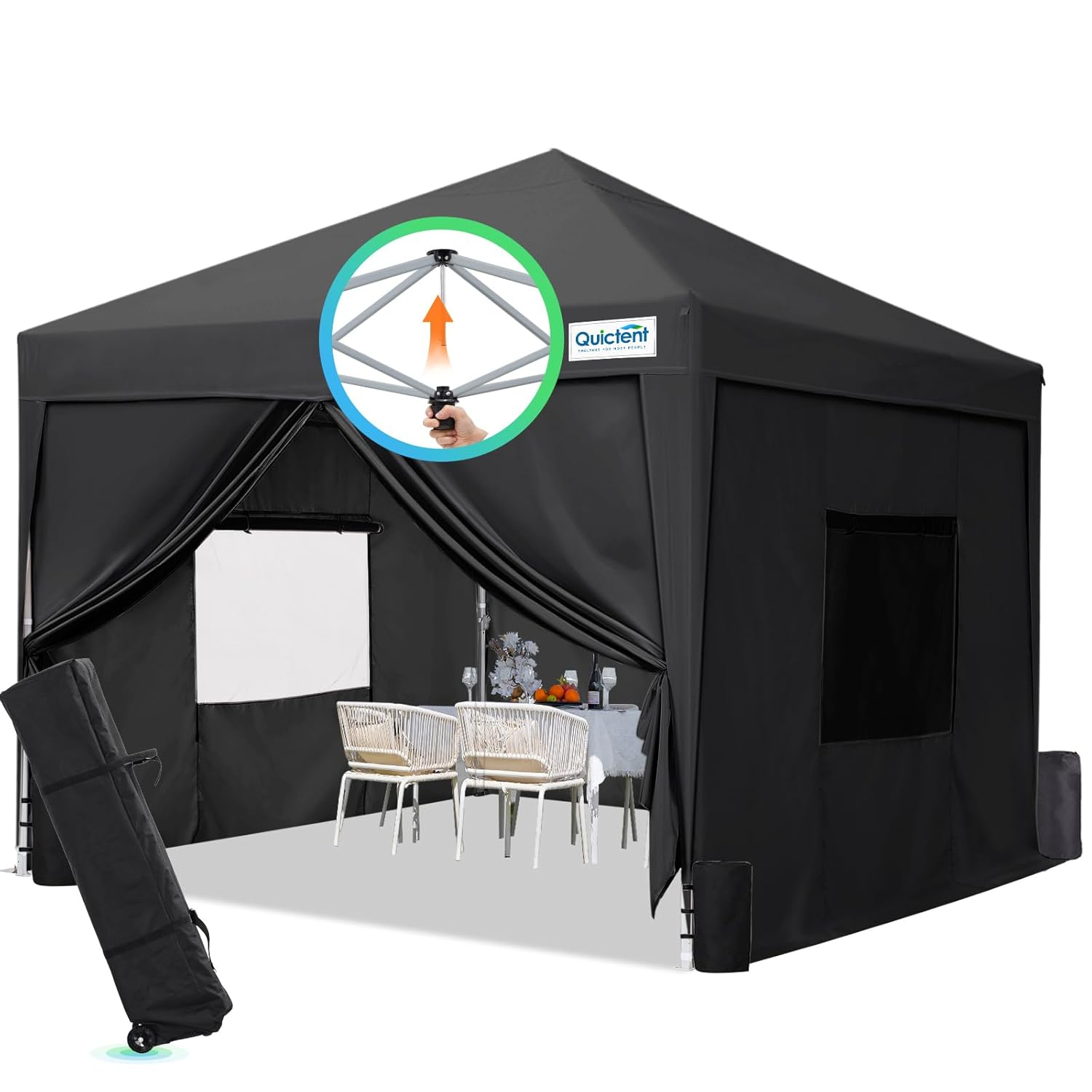 Quictent Privacy 8x8 Pop up Canopy Tent with Sidewalls and Roll-up Ventilated Windows, One Person Setup, Easy Outdoor Commercial Gazebo Shelter Enclosed Waterproof, Bonus 4 Sandbags