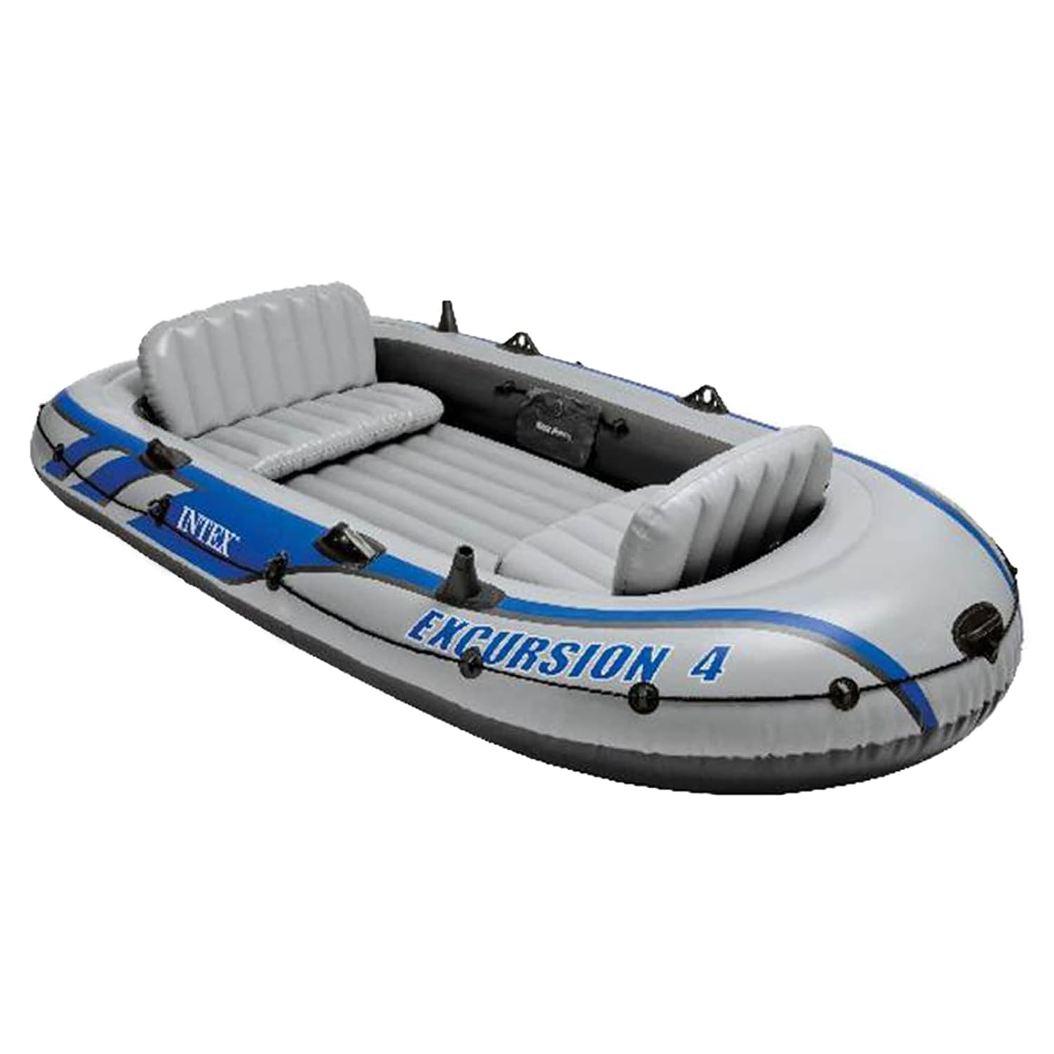 Intex Excursion 4 Inflatable Raft 4-Person 124x65 inches with Motor Mount Kit, Oars and Pump