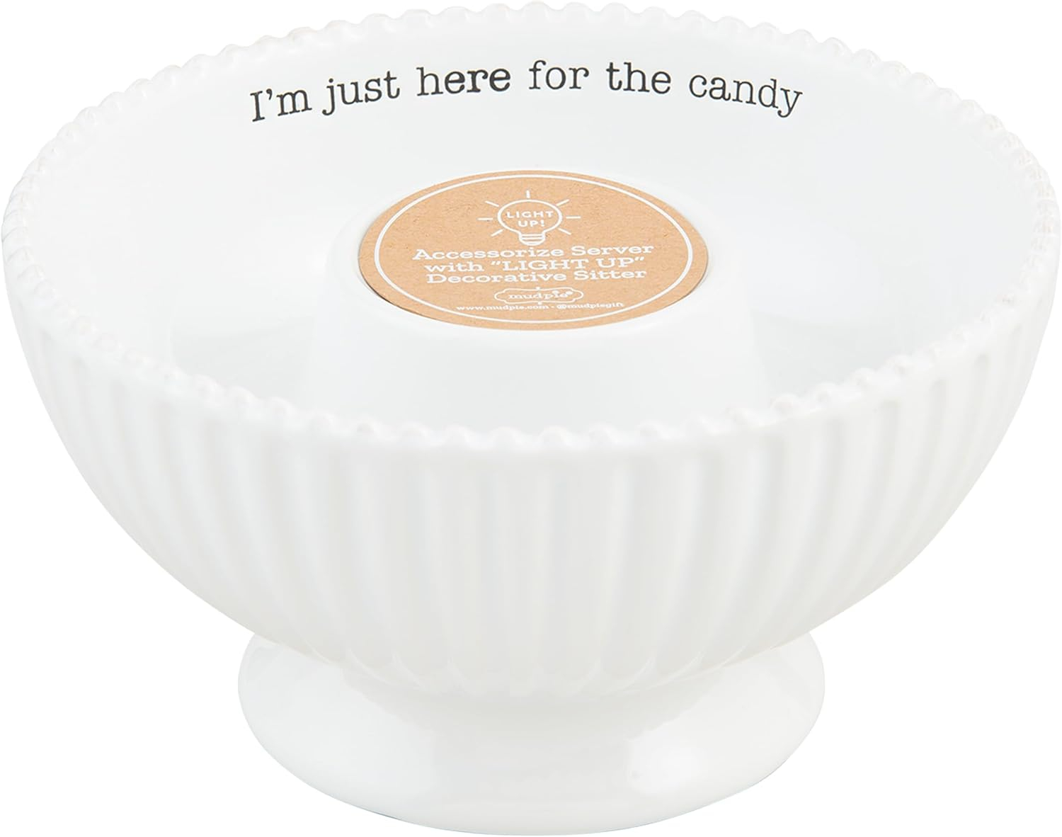 Mud Pie Circa Candy Bowl, 3 1/2" x 6 3/4" dia, WHITE