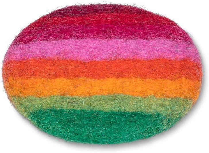 Abbott Collection 28-NEPAL-08-MULTI Rainbow Stripe Felt Coaster, Multicolor, 4"