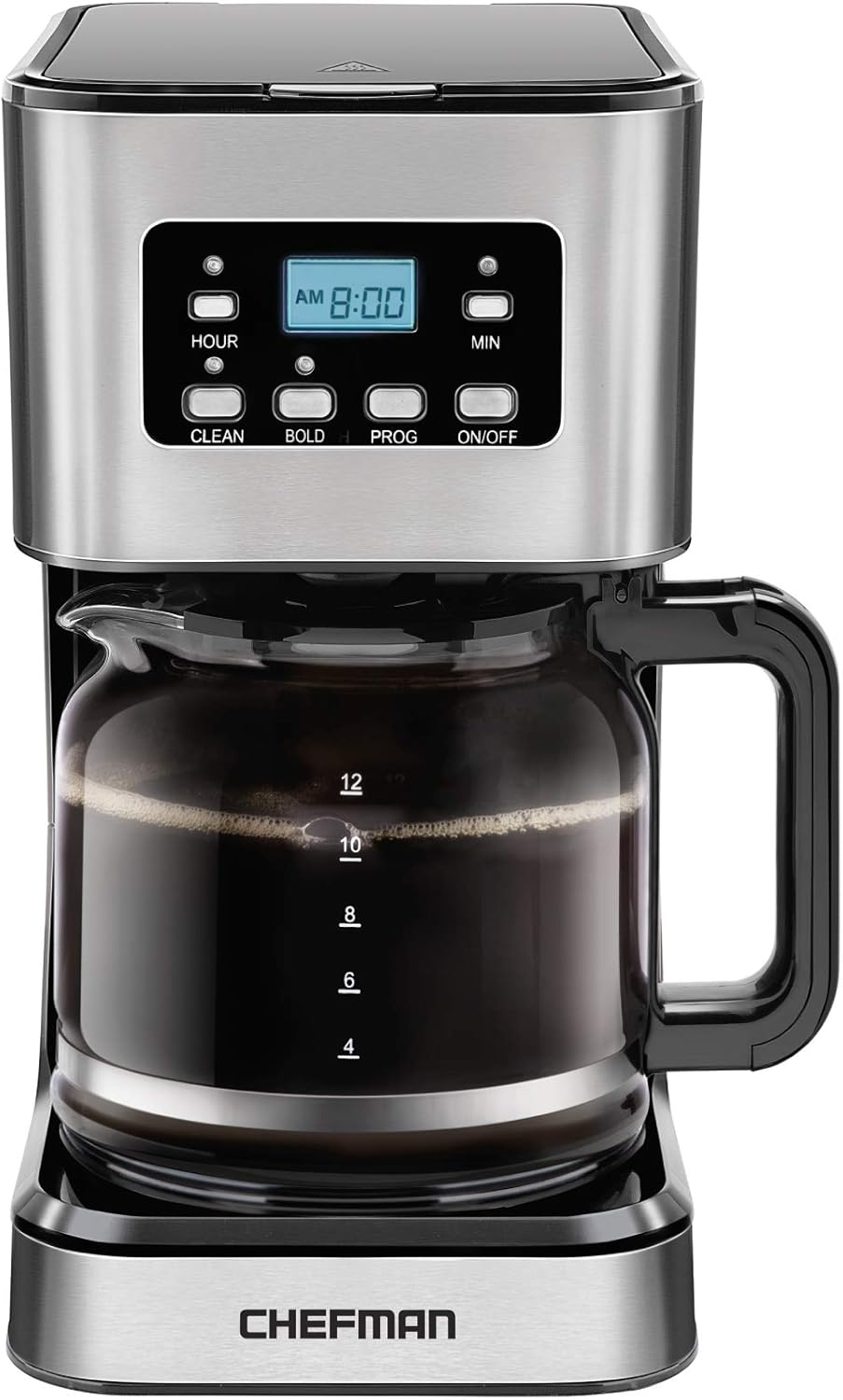 Chefman 12-Cup Programmable Coffee Maker w/ Digital Display, Auto Shut Off - Stainless Steel, New