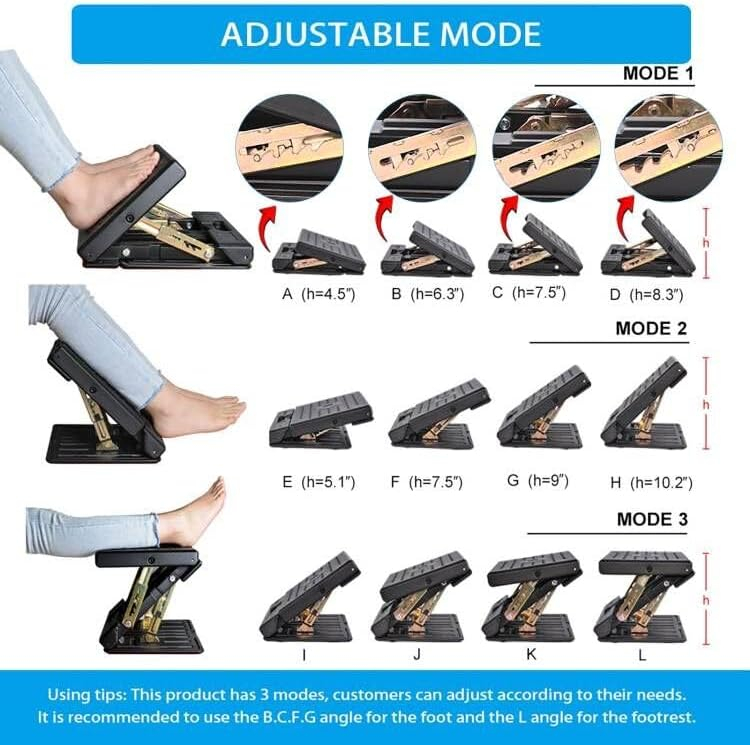 Foot Rest for Under Desk at Work 4-Level Height Adjustable, Ergonomic Foldable Footrest for Office, Gaming,Computer, Soft & Removable Pad Desk Foot Stool Suitable for All Seasons