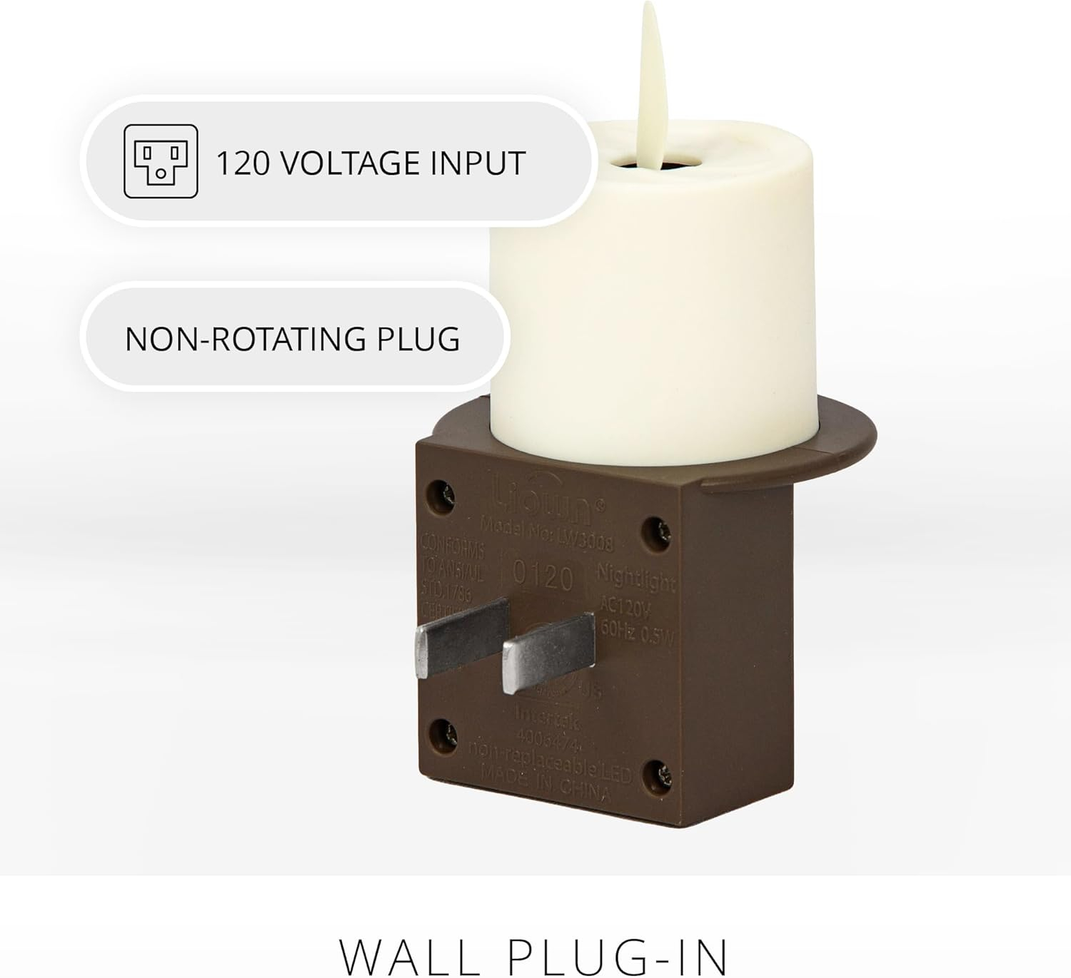 Luminara Flameless Candle Nightlight Flickering Real-Flame Effect Technology Plugs into Outlet - Dusk to Dawn Sensor