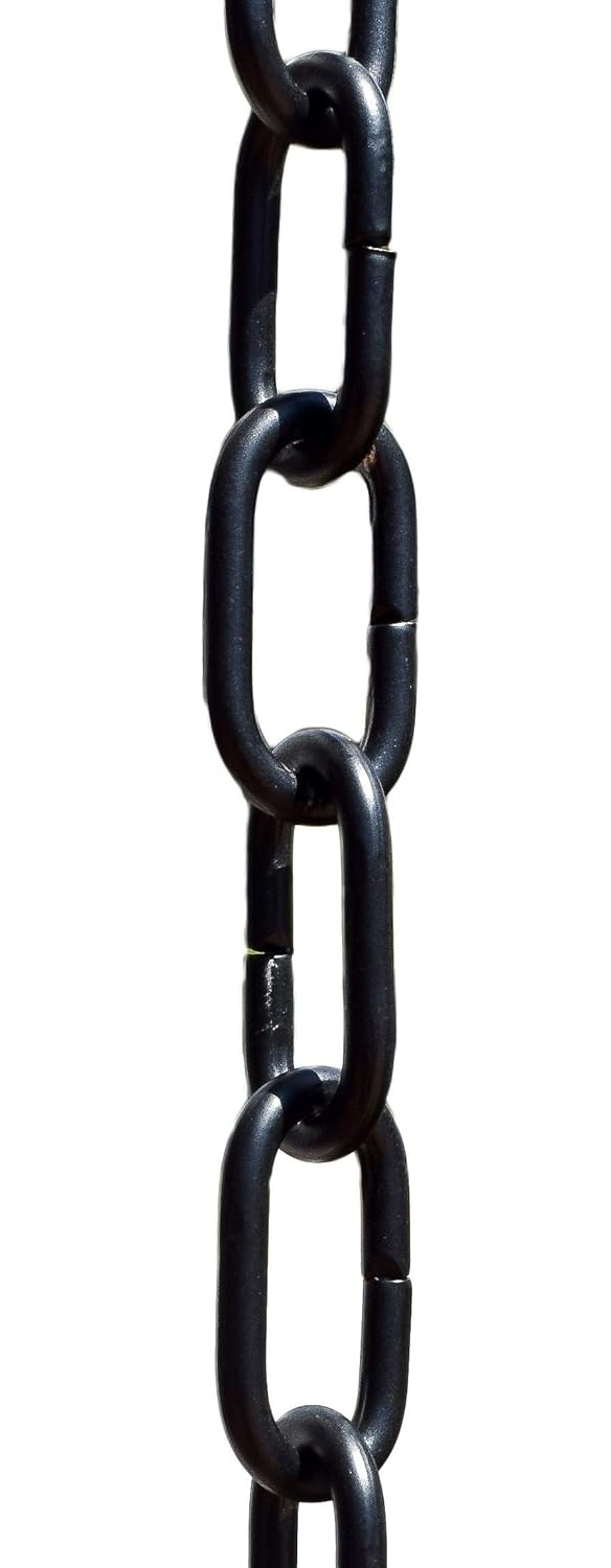 Monarch Rain Chains Aluminum Traditional Link Rain Chain, 8.5 ft Black Powder Coated Aluminum Decorative Rain Catcher Chain for Gutters, Black Aluminum Rain Gutter Replacement Downspout