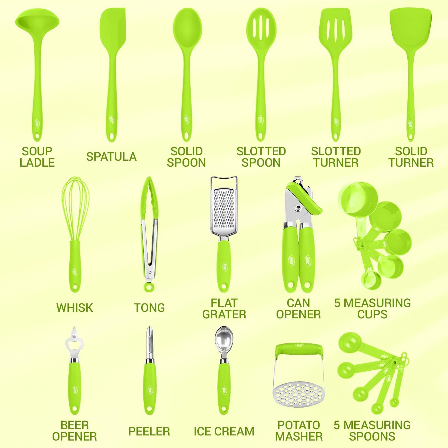 Kaluns 24-Pc Silicone Cooking Utensils Set Apartment Essentials Kitchen Tools