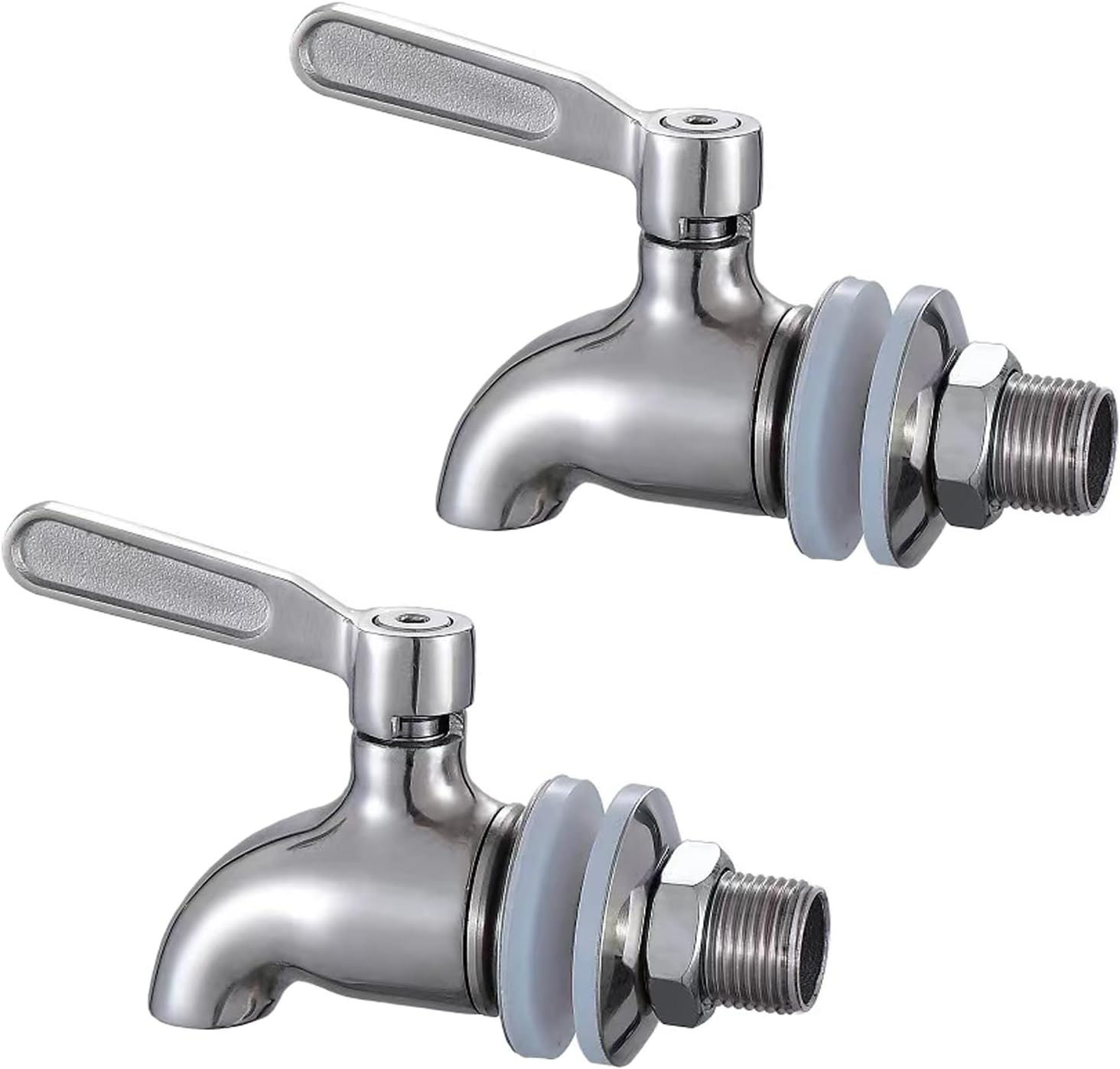 Polished Stainless Steel Beverage Dispenser Replacement Spigot Set