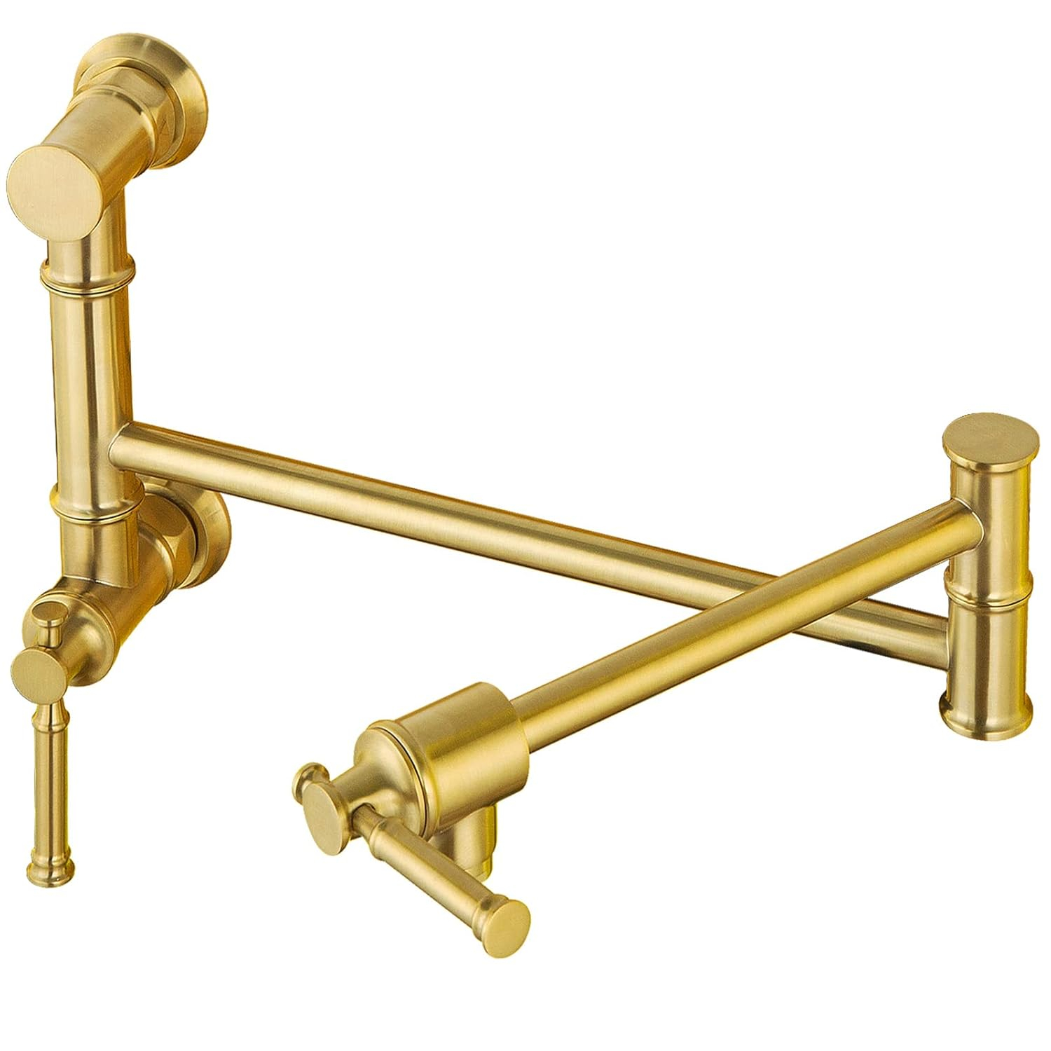 Brushed Gold Brass Wall-Mount Pot Filler Faucet with Swing Arm