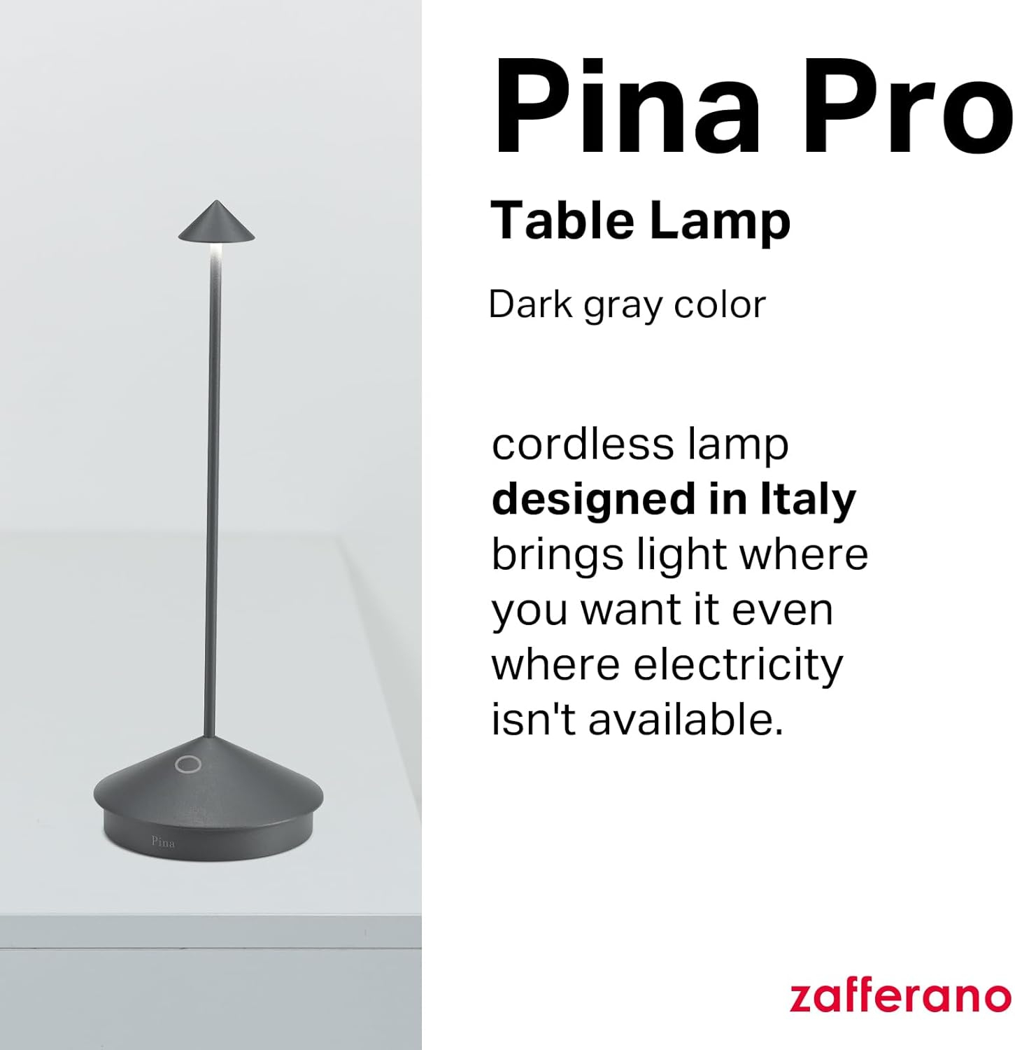 Dark Grey Cordless Touch Outdoor LED Table Lamp